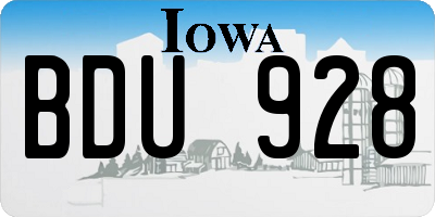 IA license plate BDU928