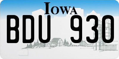 IA license plate BDU930