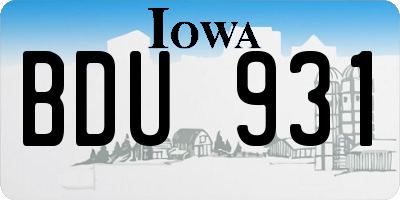 IA license plate BDU931