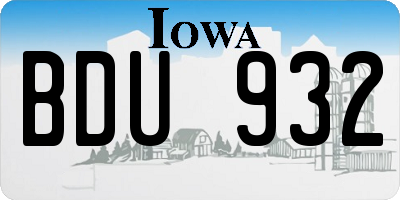 IA license plate BDU932