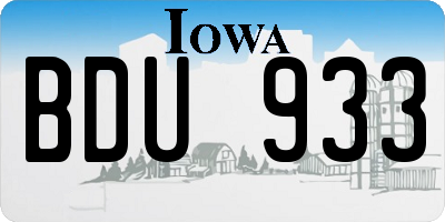 IA license plate BDU933