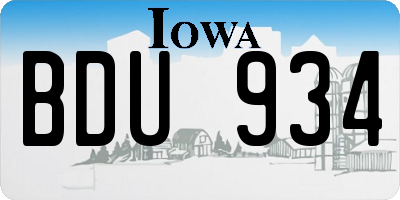 IA license plate BDU934