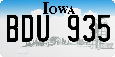 IA license plate BDU935
