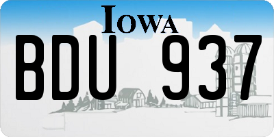 IA license plate BDU937