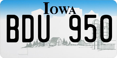 IA license plate BDU950