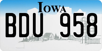 IA license plate BDU958
