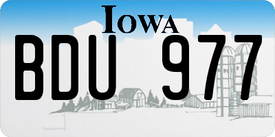 IA license plate BDU977
