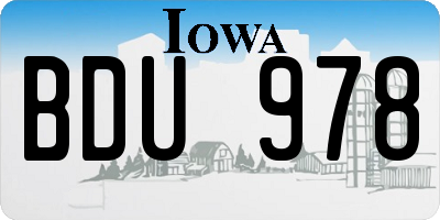 IA license plate BDU978