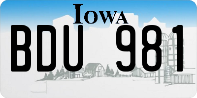 IA license plate BDU981