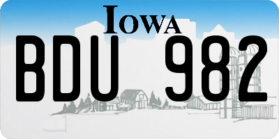 IA license plate BDU982