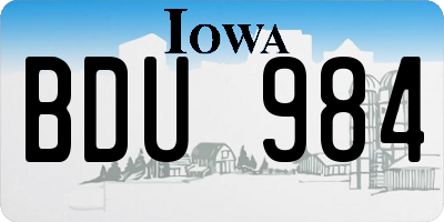 IA license plate BDU984