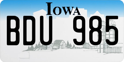 IA license plate BDU985