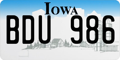IA license plate BDU986