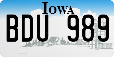 IA license plate BDU989