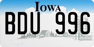 IA license plate BDU996
