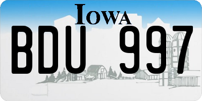 IA license plate BDU997