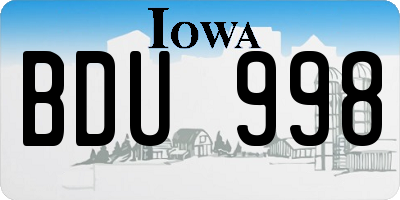 IA license plate BDU998