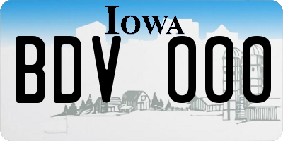 IA license plate BDV000