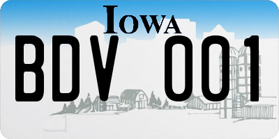 IA license plate BDV001
