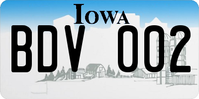IA license plate BDV002