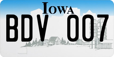 IA license plate BDV007