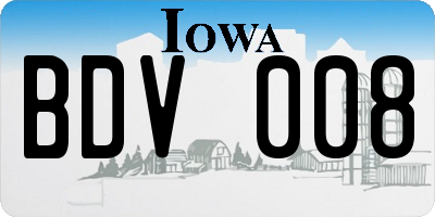 IA license plate BDV008
