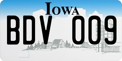 IA license plate BDV009