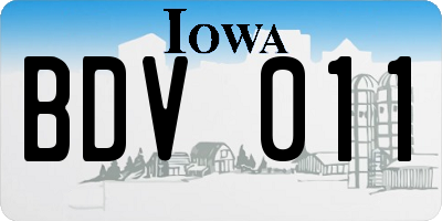 IA license plate BDV011