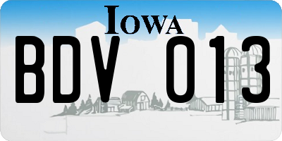 IA license plate BDV013