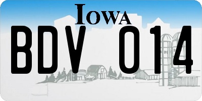IA license plate BDV014