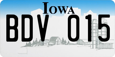 IA license plate BDV015