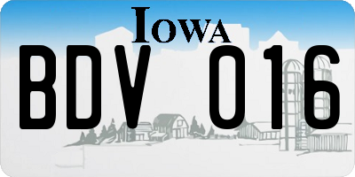 IA license plate BDV016