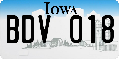 IA license plate BDV018