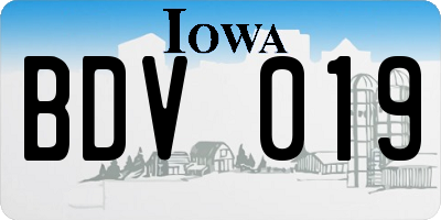 IA license plate BDV019
