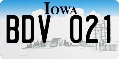 IA license plate BDV021
