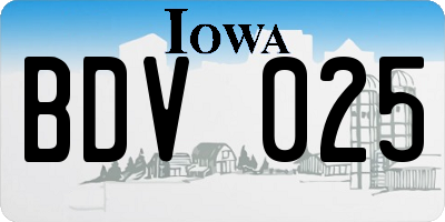 IA license plate BDV025