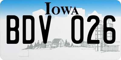 IA license plate BDV026