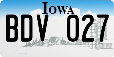 IA license plate BDV027