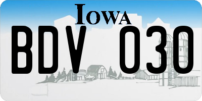 IA license plate BDV030