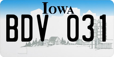 IA license plate BDV031