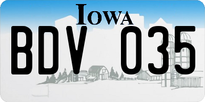 IA license plate BDV035