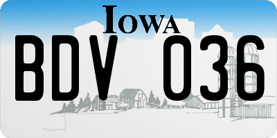 IA license plate BDV036