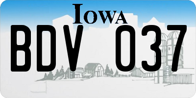 IA license plate BDV037