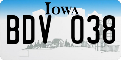 IA license plate BDV038