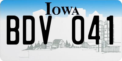 IA license plate BDV041