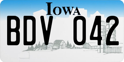 IA license plate BDV042