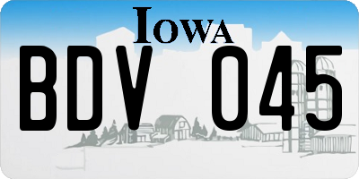 IA license plate BDV045