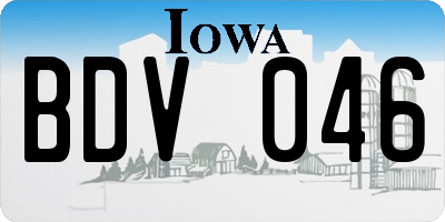 IA license plate BDV046