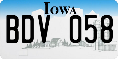 IA license plate BDV058