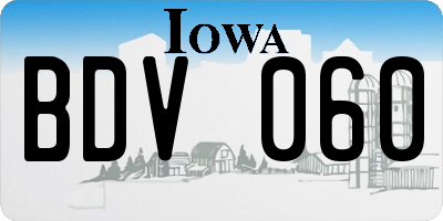 IA license plate BDV060